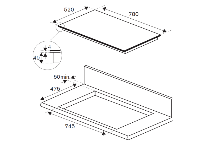 78 cm piano induzione, 4 zone, display LED | Bertazzoni